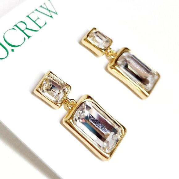 NWT J.CREW Faceted gemstone drop earrings Crystal - Picture 2 of 6